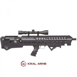 Carabina PCP KRAL Puncher Armour Negro cal. 5,50 mm - 24 Julios. Con supresor de sonido.