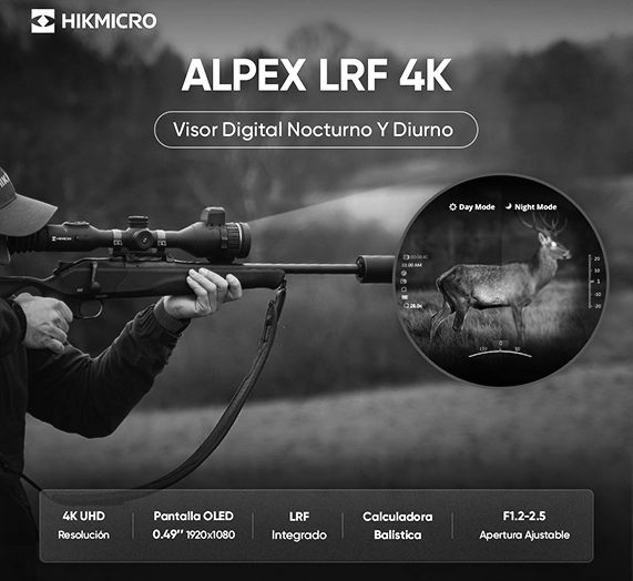 VISOR DIGITAL HIKMICRO ALPEX LRF 4K A50EL NOCTURNO Y DIURNO CON TELÉMETRO visores nocturnos caza y defensa