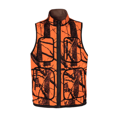 chaleco reversible jabato camo naranja / marrón