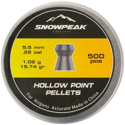 airgun pellets snowpeak hollow point 5.5 mm 15.74 grain balines caza y defensa.webp