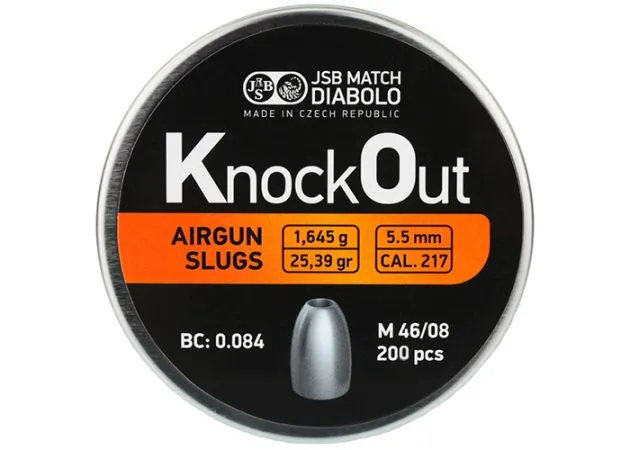 airgun slugs jsb knock out 5.5 mm 25.39 grain .217 1balines caza y defensa.webp airgun slugs jsb knock out 5.5 mm 25.39 grain .217 1balines caza y defensa.webp