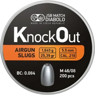 airgun slugs jsb knock out 5.5 mm hp 25.39 grain .218 1 balines caza y defensa.webp