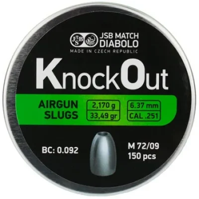 airgun slugs jsb knock out 6.35 mm 33.49 grain caza y defensa.webp