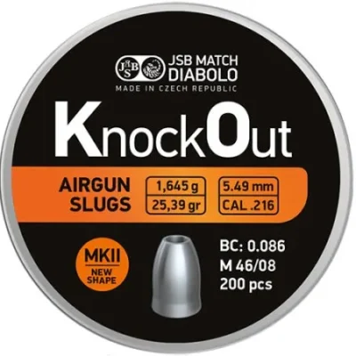 airgun slugs jsb knock out mkii 5.5 mm hp 25.39 grain .216 1 caza y defensa.webp
