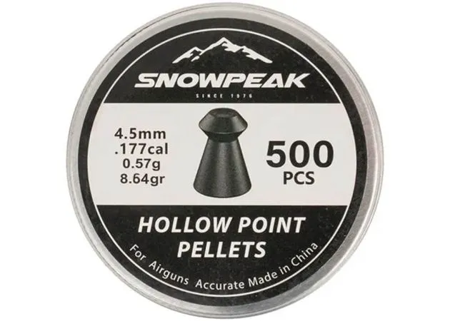 airgun pellets snowpeak hollow point 4.5 mm 8.64 grain new 1 balines caza y defensa.webp