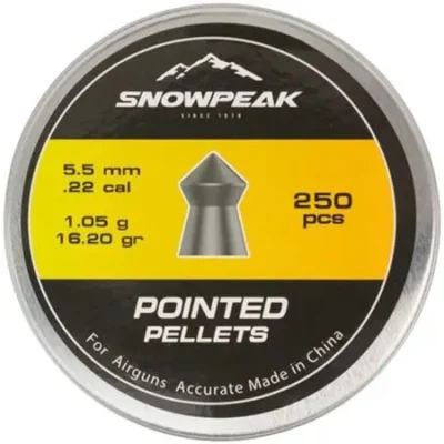 airgun pellets snowpeak pointed 5.5 mm 16.20 grain 2 balines caza y defensa.webp
