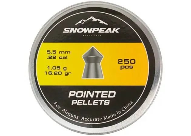 airgun pellets snowpeak pointed 5.5 mm 16.20 grain 2 balines caza y defensa.webp
