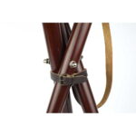 banqueta madera y piel – 3 patas – acero