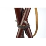 banqueta madera y piel 3 patas acero