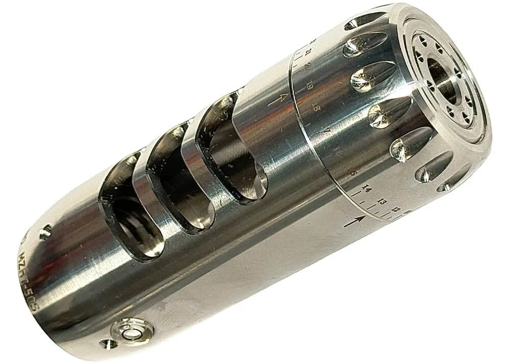 afinador de cañón eagle vision con freno de boca y extractor de aire 1/2 unf plata