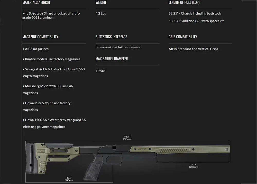 chasis mdt oryx remington 700 sa fde
