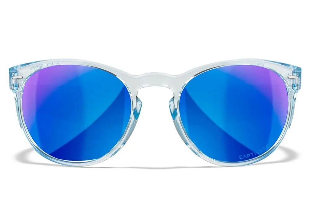 gafas wiley x covert lentes de espejo azul polarizadas captivate montura azul zafiro claro cristal brillante