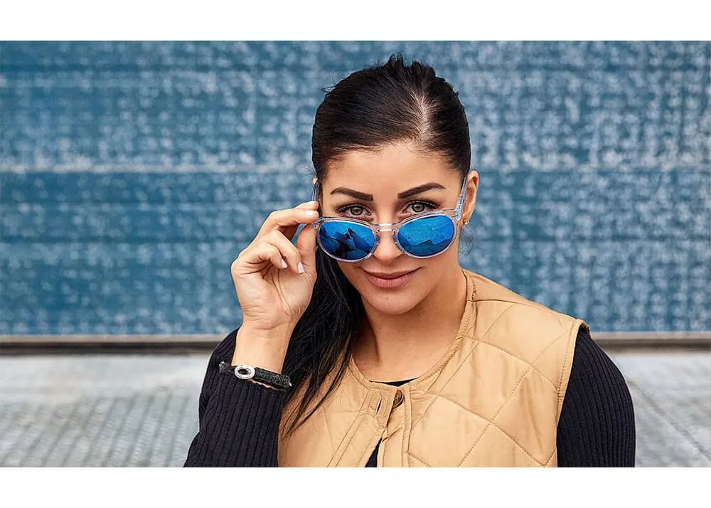 gafas wiley x covert lentes de espejo azul polarizadas captivate montura azul zafiro claro cristal brillante