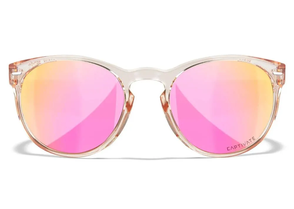 gafas wiley x covert lentes de espejo polarizadas captivate en oro rosa montura en rubor de cristal brillante