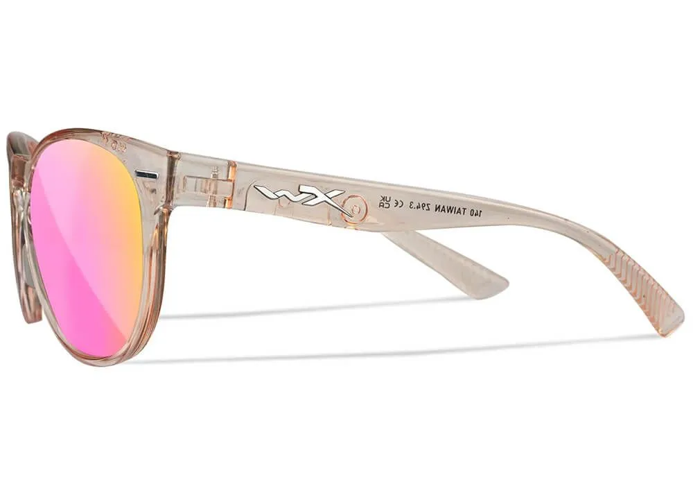 gafas wiley x covert lentes de espejo polarizadas captivate en oro rosa montura en rubor de cristal brillante