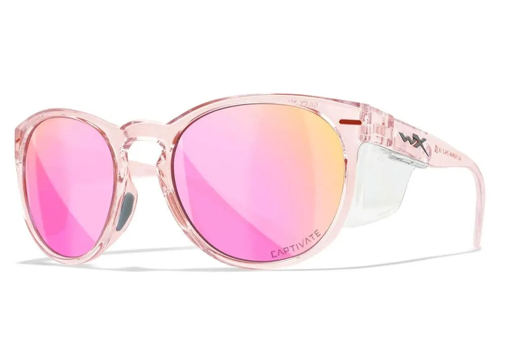 gafas wiley x covert lentes de espejo polarizadas captivate en oro rosa montura en rubor de cristal brillante