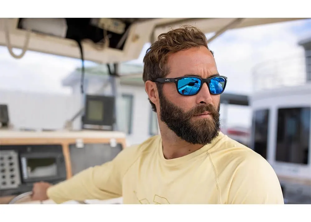 gafas wiley x helix lentes de espejo azul polarizadas captivate montura negra mate