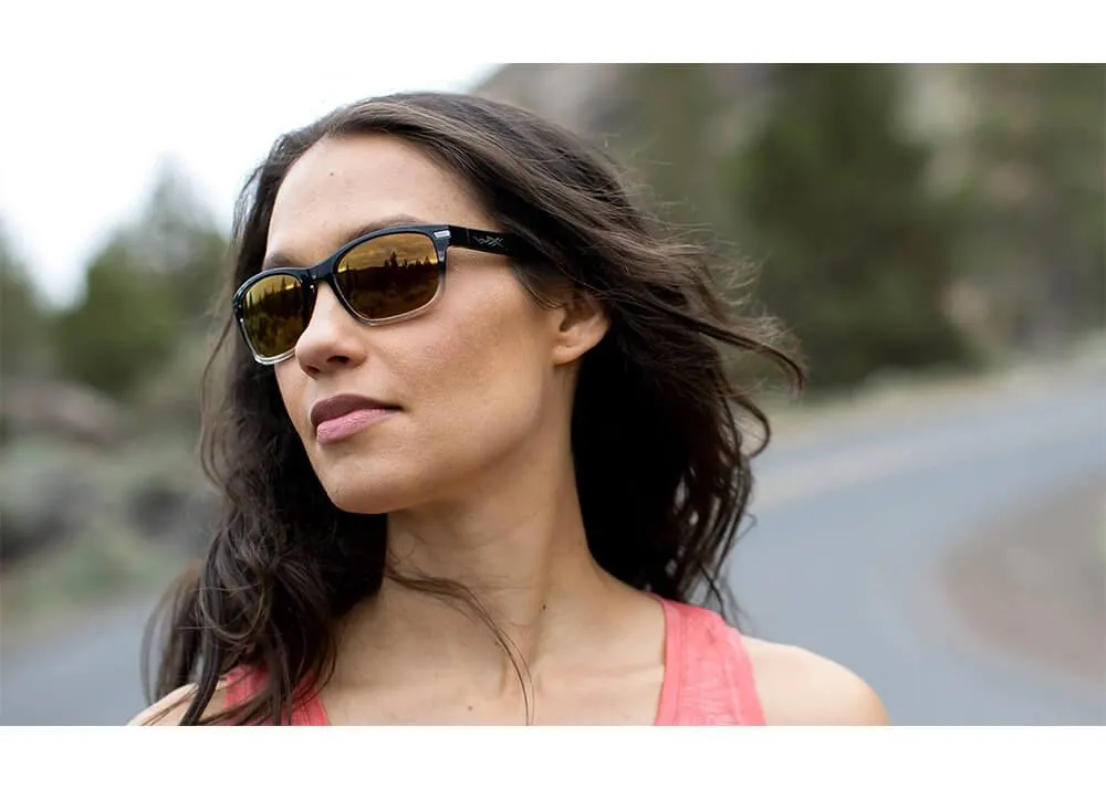 gafas wiley x helix lentes de espejo de bronce polarizadas captivate montura de cristal negro brillante/transparente