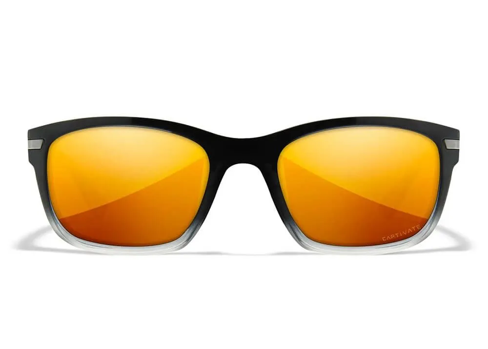 gafas wiley x helix lentes de espejo de bronce polarizadas captivate montura de cristal negro brillante/transparente