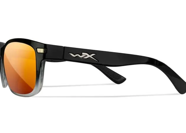 gafas wiley x helix lentes de espejo de bronce polarizadas captivate montura de cristal negro brillante/transparente