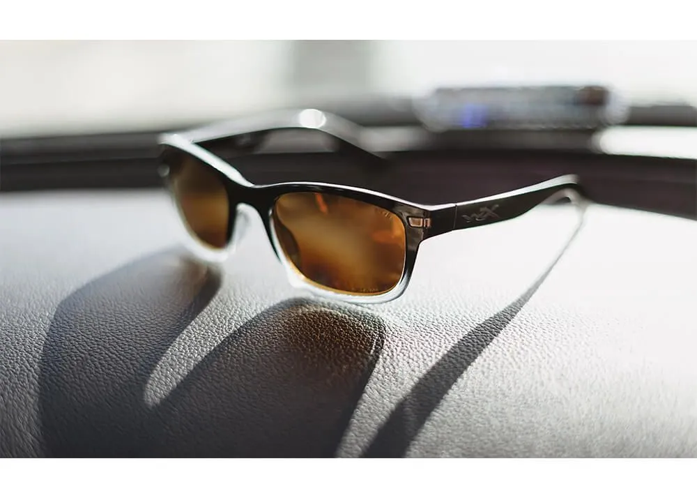 gafas wiley x helix lentes de espejo de bronce polarizadas captivate montura de cristal negro brillante/transparente