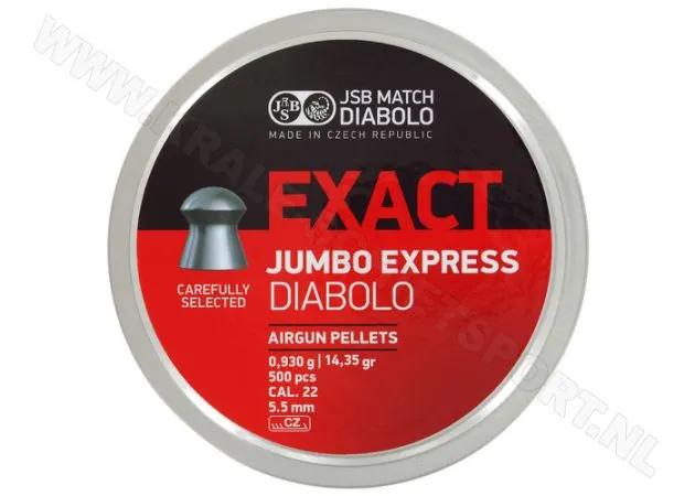 jsb exact jumbo express 5.5 mm 14.35 grain 500 balines caza y defensa.webp jsb exact jumbo express 5.5 mm 14.35 grain 500 balines caza y defensa.webp