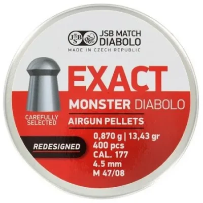 luchtdrukkogeltjes jsb exact monster redesigned 4.52 mm 13.43 grain 400 balines caza y defensa.webp