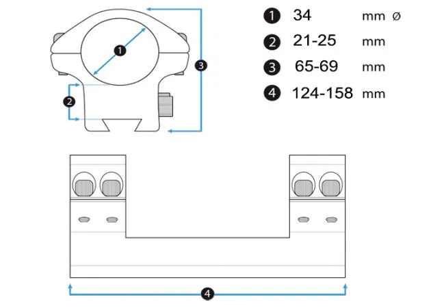 montura eagle vision infinity elevación ajustable 34 mm picatinny