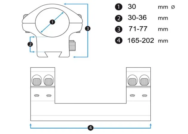 montura eagle vision infinity elevación hacia adelante 30 mm picatinny