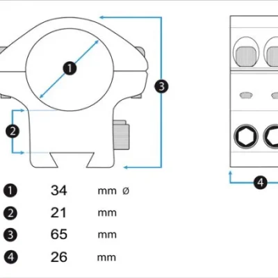 montura eagle vision backward infinity elevación ajustable 34 mm picatinny