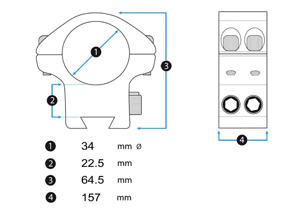 monturas arken rígido en voladizo de precisión 34 mm weaver/picatinny 0 moa