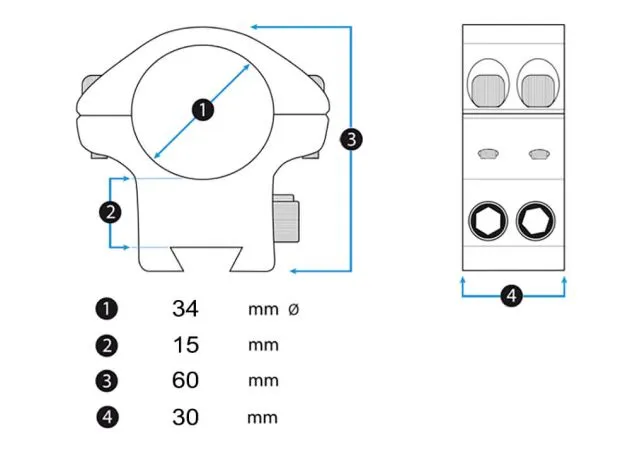 montura eaw gtm h15 34 mm mediana weaver/picatinny