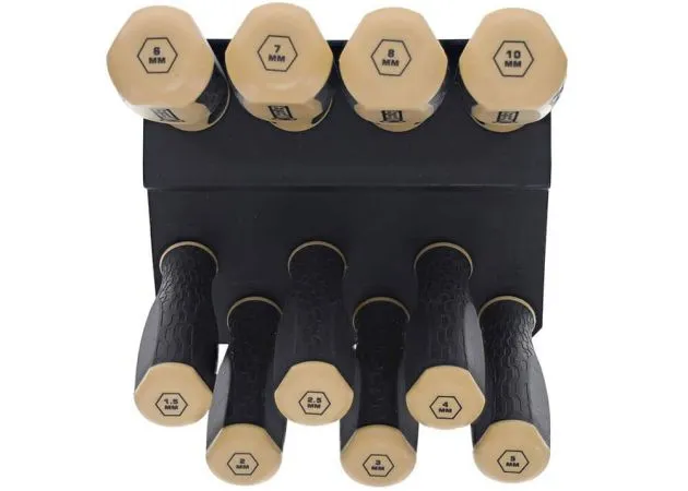 juego de destornilladores de banco wheeler con punta métrica hexagonal, 10 piezas