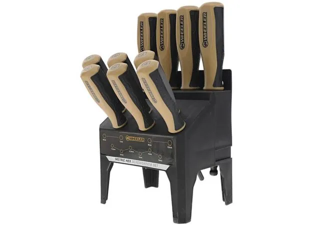 juego de destornilladores de banco wheeler con punta métrica hexagonal, 10 piezas