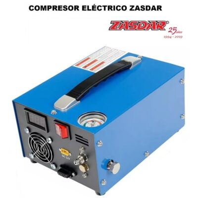 compresor eléctrico zasdar 12v/220v para pcp 300 bar. 1000cc. (4500psi/30mph)